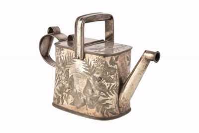 Lot 256 - A Victorian Silver Plated Watering Can by Thomas Ottley & Sons