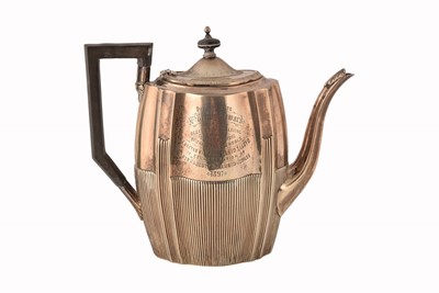 Lot 274 - A Victorian Silver Presentation Teapot by John Edward Wilmot