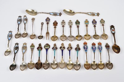 Lot 284 - A large collection of twenty nine Silver and enamel Queen Victoria Jubilee souvenir spoons