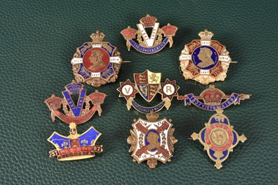 Lot 296 - A collection of brass/copper & enamel Queen Victoria Diamond Jubilee Commemorative Pin Brooches