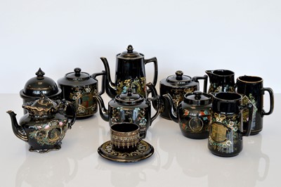 Lot 396 - An assortment of Jackfield style Diamond Jubilee Ceramics