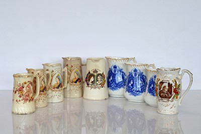 Lot 415 - A group of nine Queen Victoria Diamond Jubilee Commemorative Water Jugs
