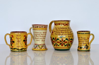 Lot 424 - A group of four Aller Vale Pottery Diamond Jubilee Commemorative items