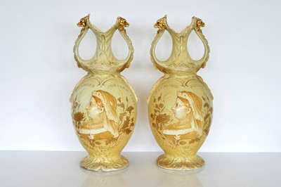 Lot 432 - A large pair of Staffordshire Pottery Vases