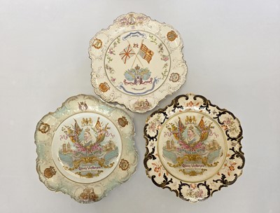 Lot 446 - Three large ceramic plates commemorating the Diamond Jubilee of Queen Victoria