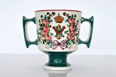 Lot 452 - A large Diamond Jubilee Wemyss Ware Twin Handle Goblet