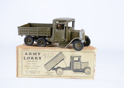 Lot 143 - Britains loose 1335 6-wheel Army Lorry, with box for 1334 4-wheel Army Lorry, with driver