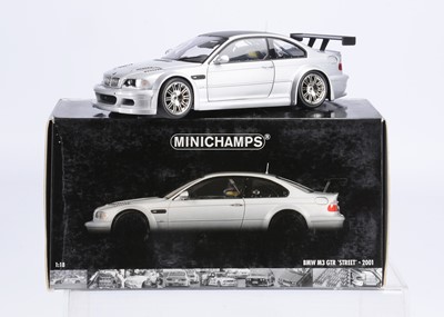 Lot 256 - A Minichamps 1:18 Scale BMW M3 GTR 'Street' w/Carbon Roof (Silver)