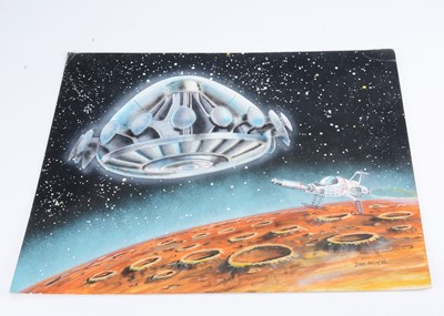 Lot 410 - Original Mixed Media On Card UFO Artwork by Dave McCoy