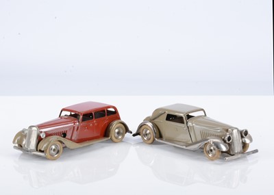 Lot 494 - Tri-ang Minic Tinplate Clockwork Pre-War Cars