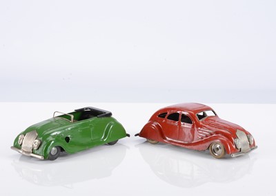 Lot 496 - Tri-ang Minic Tinplate Clockwork Pre & Post-War Streamline Cars