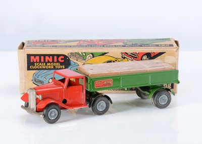 Lot 506 - A Tri-ang Minic Tinplate Clockwork 40M Post-War Articulated Lorry With Cases