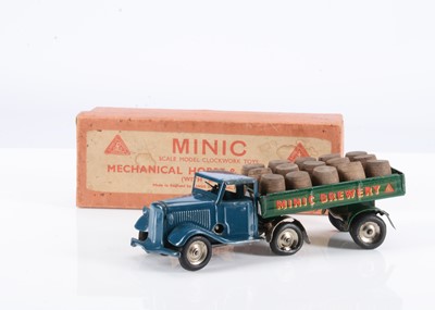 Lot 508 - A Tri-ang Minic Tinplate Clockwork 72M Wartime Articulated Brewery Lorry & Trailer