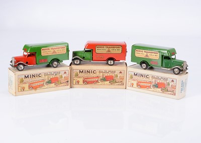 Lot 512 - Tri-ang Minic Tinplate Clockwork 24M Post-War Luton Transport Vans