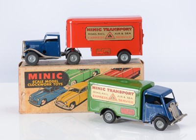Lot 515 - Tri-ang Minic Tinplate Clockwork 30M Post-War Articulated Pantechnicon