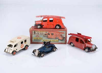 Lot 519 - Tri-ang Minic Tinplate Clockwork Emergency Service Vehicles