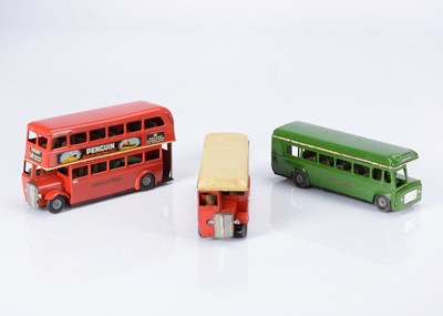 Lot 525 - Tri-ang Minic Tinplate Push And Go Post-War Buses