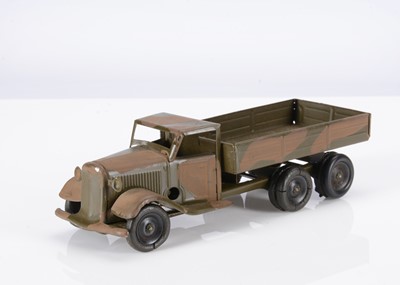 Lot 532 - A Tri-ang Minic Tinplate Clockwork 66M CF Six Wheel Army Lorry