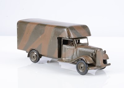 Lot 536 - A Tri-ang Minic Tinplate Clockwork 24M CF Army Luton Type Van