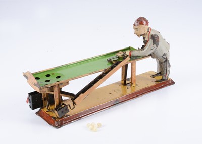 Lot 549 - Early German Tinplate Clockwork Billiards Player