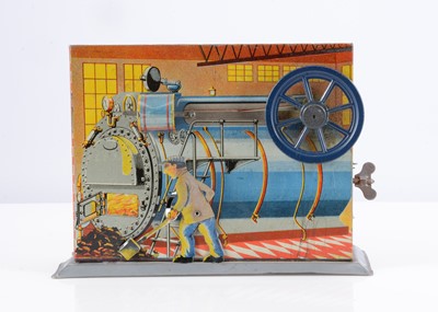 Lot 551 - A German Tinplate Clockwork Boiler Room Diorama Toy