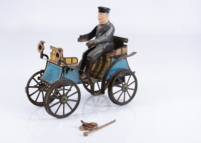Lot 556 - A Günthermann Tinplate Clockwork De Dion Bouton vis-à-vis Voiturette