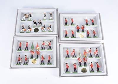 Lot 633 - W. Britain Collection of 10pce marching figure sets comprising the Drum and Bugle Team of Fleet Marine Force Pacific, The York and Lancaster Regiment