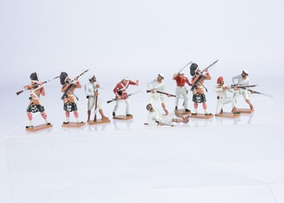 Lot 645 - W. Britain loose figures from the Victoria Cross - Indian Mutiny series comprising 2 British from set 43090, Highlanders, 2 firing, each from set 43093, and 1 from 43095