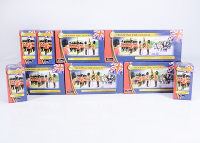 Lot 649 - W. Britain Trooping the Colour series boxed sets comprising Scots Guards sets 40109 X 3, and 40109 Officer and Guardsmen