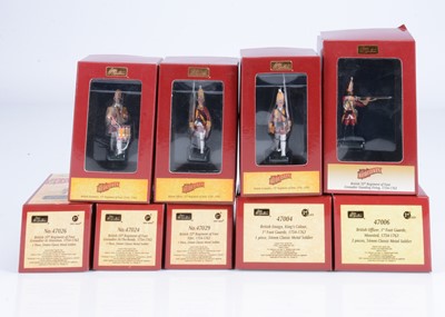 Lot 658 - W.Britain History of the British Army Redcoats series of individually boxed figures, (9 figures)