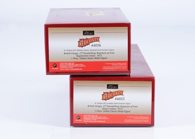Lot 664 - W.Britain History of the British Army Redcoats series of individually boxed 27th (Inniskilling) Foot Regiment 1815 comprising 44055 Ensign King's Colour, and 44056 Ensign Regimental Colour