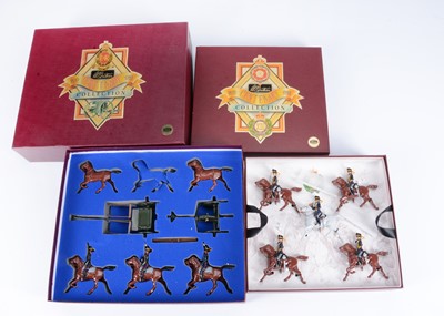 Lot 683 - W.Britain Centenary Collection boxed sets comprising 8813 The 13th Hussars and The Royal Fusiliers, and set 8825 Gun Team, Royal Horse Artillery, Kings Troop