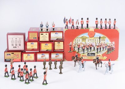 Lot 684 - Various W Britain boxed sets and figures comprising set 40393 Band of the Royal Marine Light Infantry - bass drummer has loose arms, otherwise VG in VG box