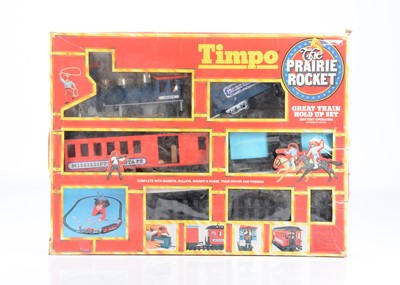 Lot 687 - A Timpo boxed 'The Prairie Rocket' Great Train Hold Up Set, complete with all fixed figures etc, though 1 pistol missing