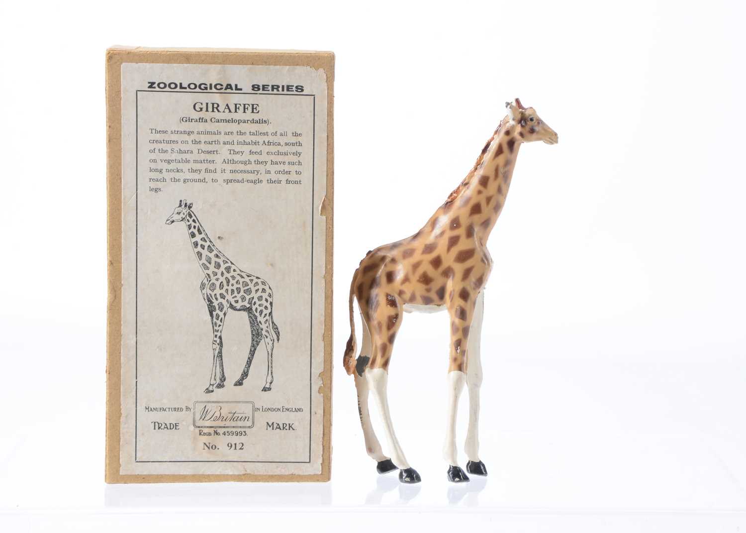 Lot 712 - Britains rare pre WW2 only boxed Zoological Series No. 912 Giraffe