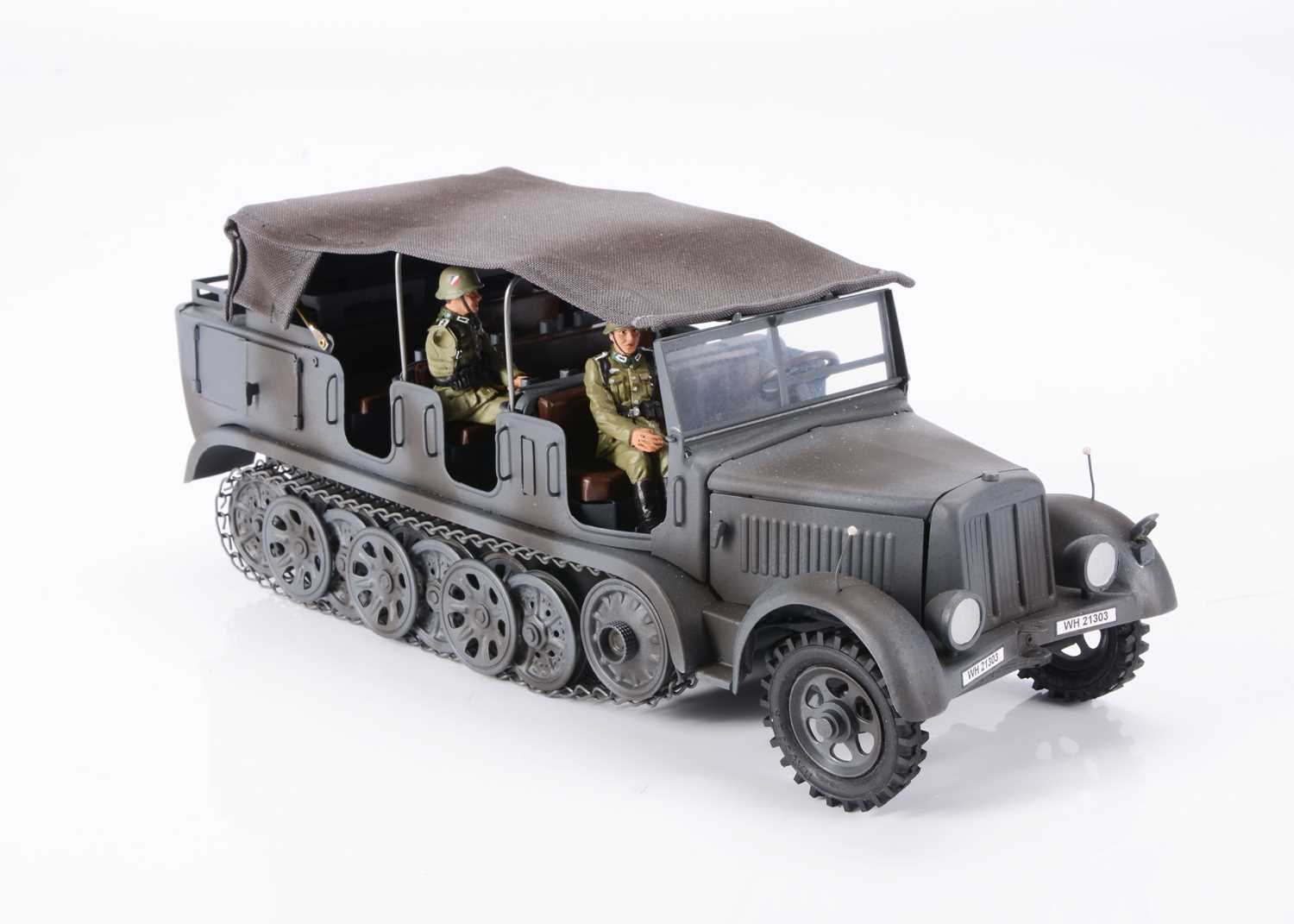 Lot 718 - Military Transport Toys series of WWII military vehicles made in heavy-gauge tinplate metal