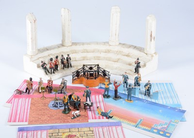 Lot 723 - Various bands, bandsmen, and related accessories comprising 5 figure RAF band with conductor's platform - made of tin