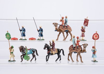 Lot 733 - Marlborough Military Models Delhi Durbar series loose items comprising D2 mounted Princes (2), mounted Falconer, Attendants (2) with parasol