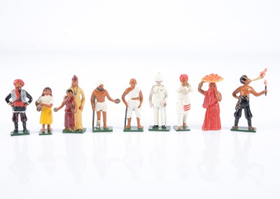 Lot 755 - Marlborough Military Models Delhi Durbar series civilian and entertainer figures including fire-eater, strongman, and a Mahatma Gandhi - style figure