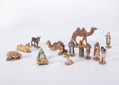 Lot 774 - Wend-al of Blandford aluminium Nativity figures including very rare 2 piece baby Jesus in crib