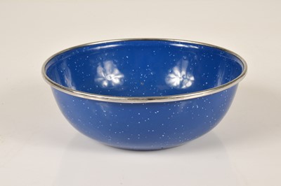Lot 16 - A blue enamel stainless steel circular kitchen bowl