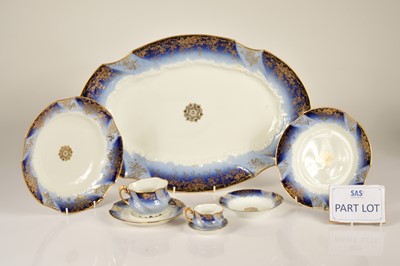 Lot 48 - An extensive late 19th Century Limoges porcelain blue and white dinner service.