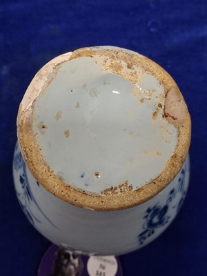 Lot 56 - A English late 17th Century early 18th Delft vase