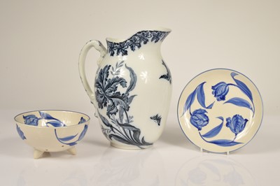 Lot 57 - A continental blue and white transfer printed ovoid jug