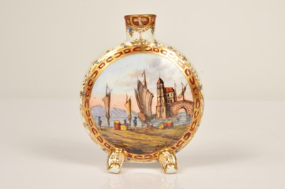 Lot 59 - A continental porcelain hand painted miniature moon flask