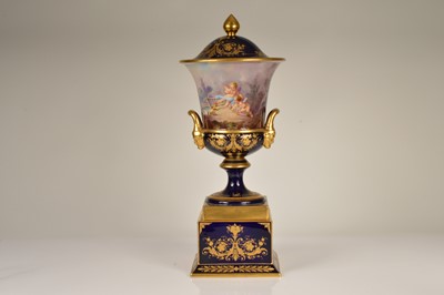 Lot 88 - A large Gutschenritter Hohenberg porcelain twin handled urn and cover