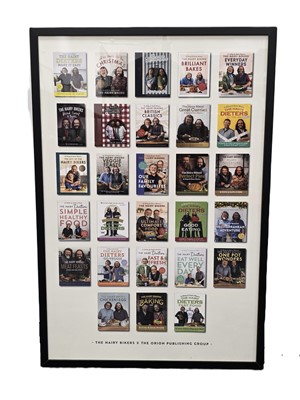 Lot 105 - A framed Hairy Bikers Cookbook covers from Orion Publishing group