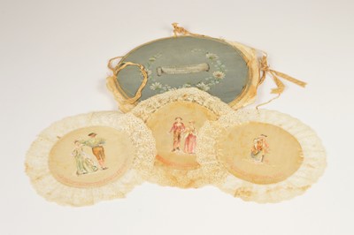Lot 141 - A 19th Century set of lace and cotton hand painted doyleys