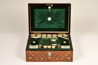 Lot 143 - A 19th Century rosewood mother of pearl, abalone and gilt metal inlaid workbox