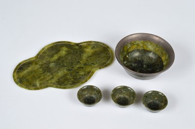 Lot 168 - A nephrite jadeite shaped tray